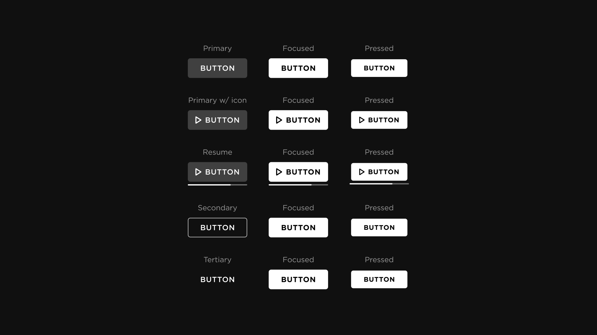 Wonder Project component library — buttons and states
