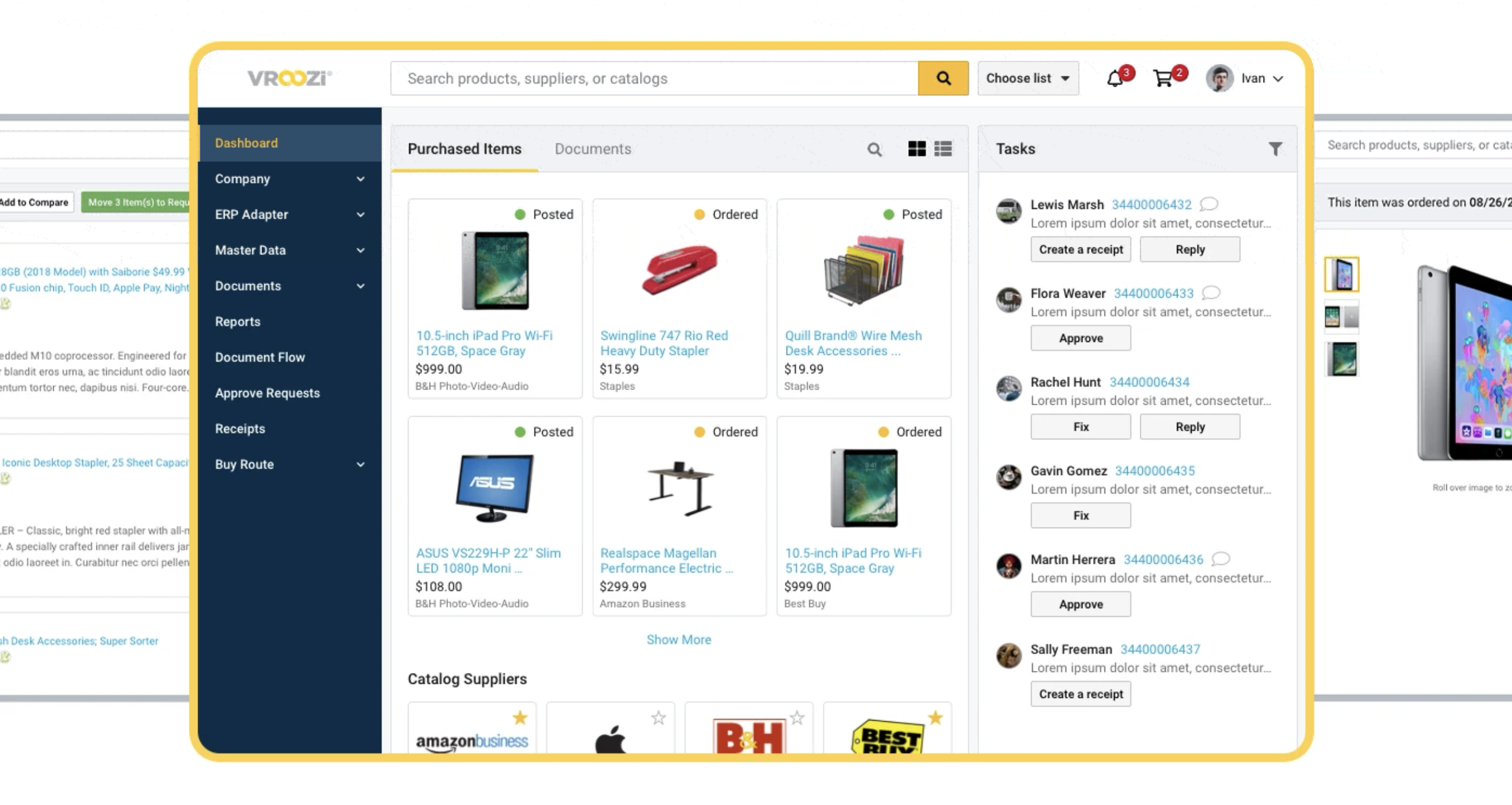 Mobile devices with the Vroozi user interface